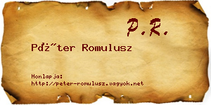 Péter Romulusz névjegykártya